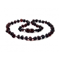 baltic amber necklace, round beads, cherry